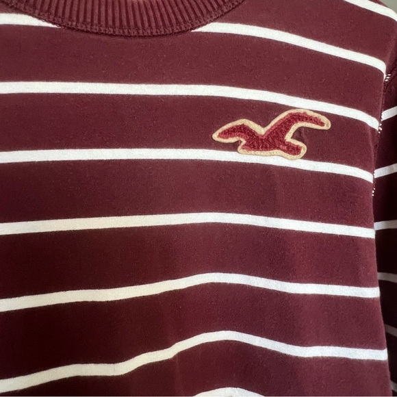 VTG Hollister Men’s Striped Maroon Top Sz L Y2K Preppy Retro Casual Classic - Picture 3 of 7
